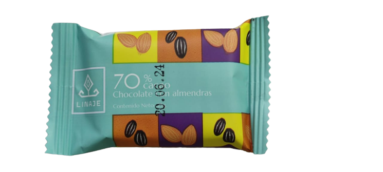 Barras de Chocolate Bitter 70% Cacao con almendras Linaje Pack 20 x 25g