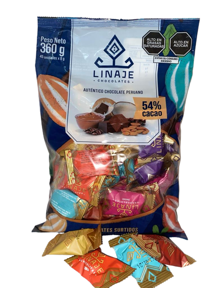 Bombones Surtido Chocolate con leche 54% Cacao Linaje Bolsa 360g - 45 und