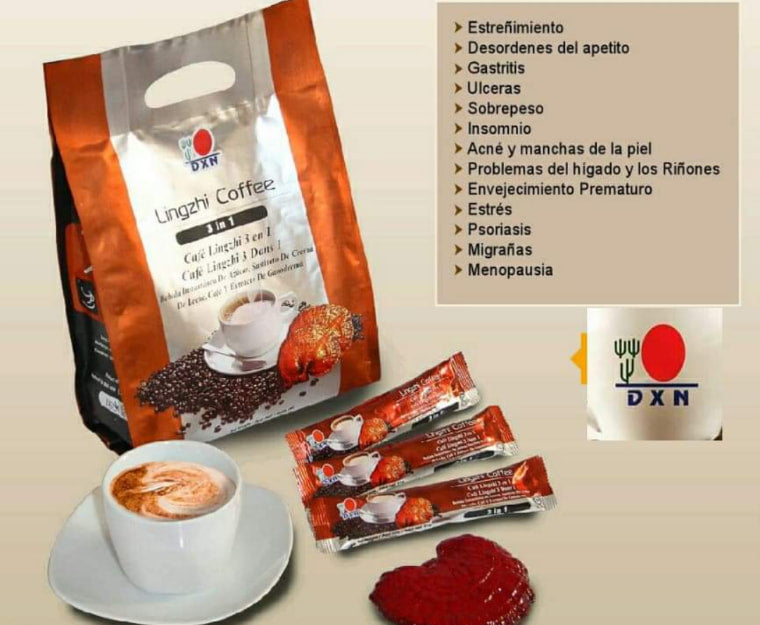 Cafe Negro 3 en 1 Lingzhi Coffe DXN  Ganoderma lucidum 420 g (20 sobres)