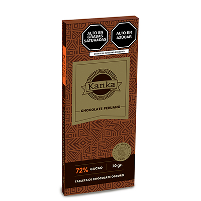 Chocolate 72% cacao sin azúcar Kanka 70g