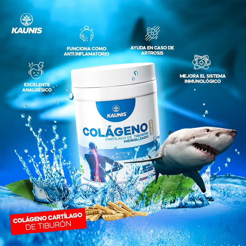 Colágeno Hidrolizado Premium con Cartilago de Tiburon (Vitamina C y Calcio) Kaunis 300g