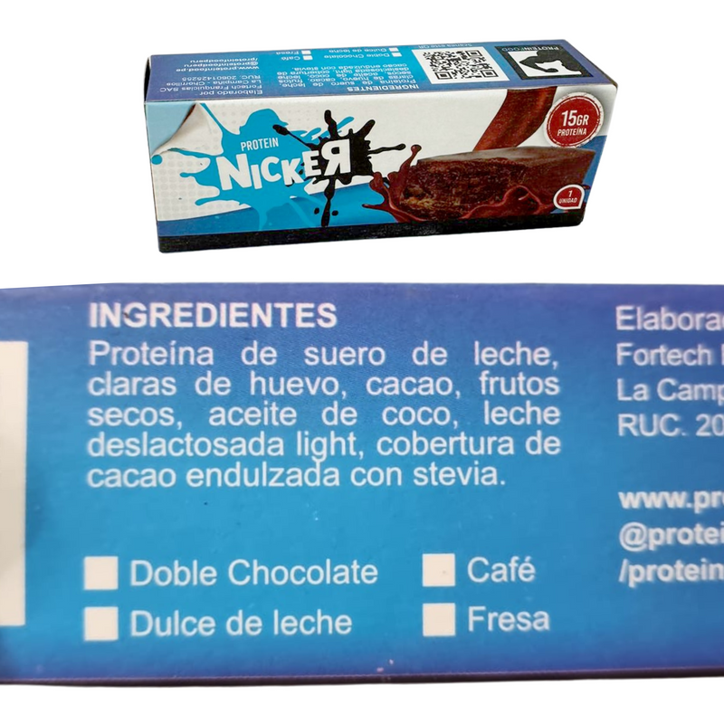 Barra Protein Nicker Doble Chocolate Protein Food 150g | 15g Proteína