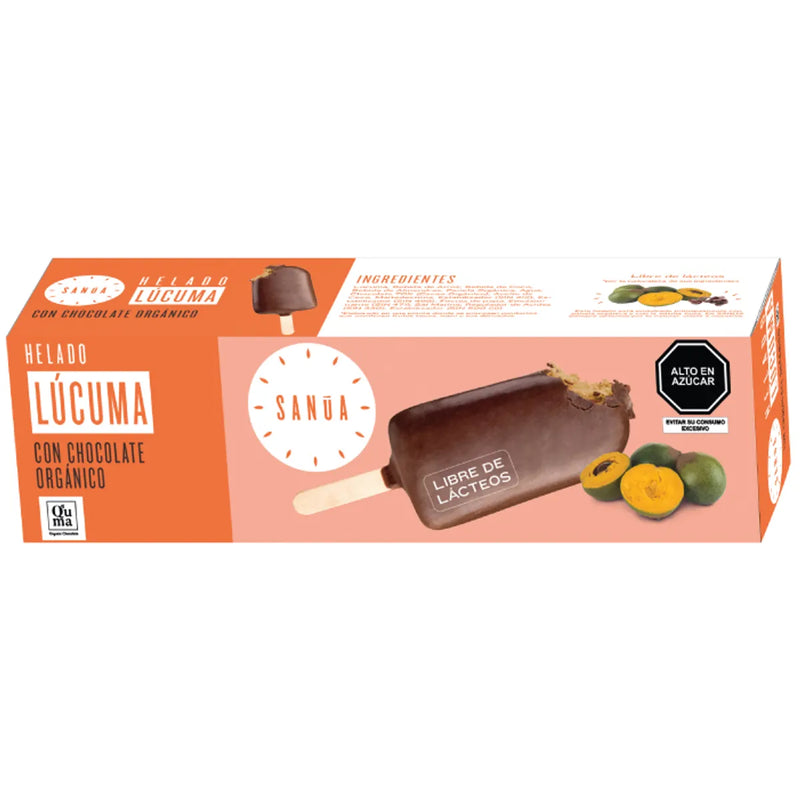 Helado paleta Lúcuma con Chocolate Orgánico SANUA