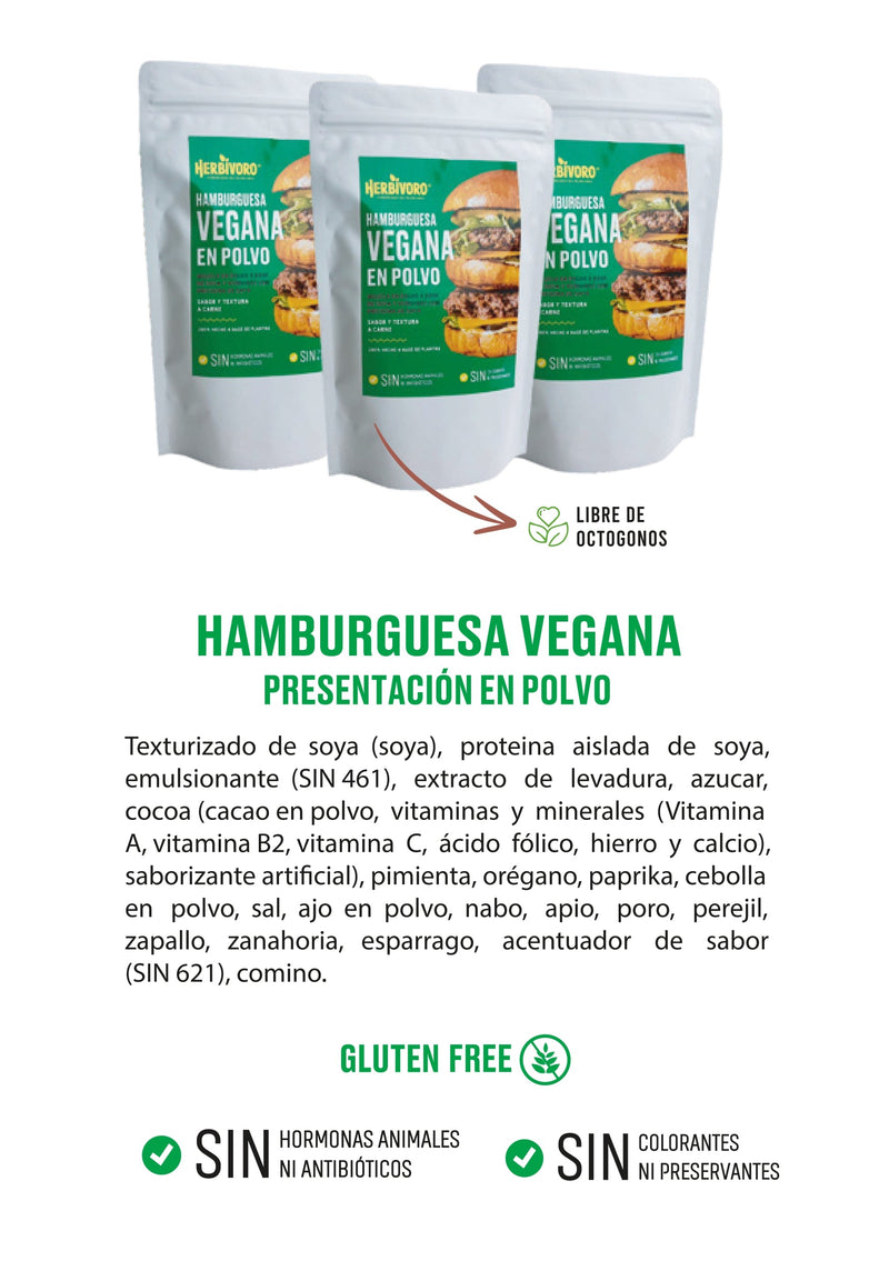 Hamburguesa vegana en polvo Herbivoro 160g