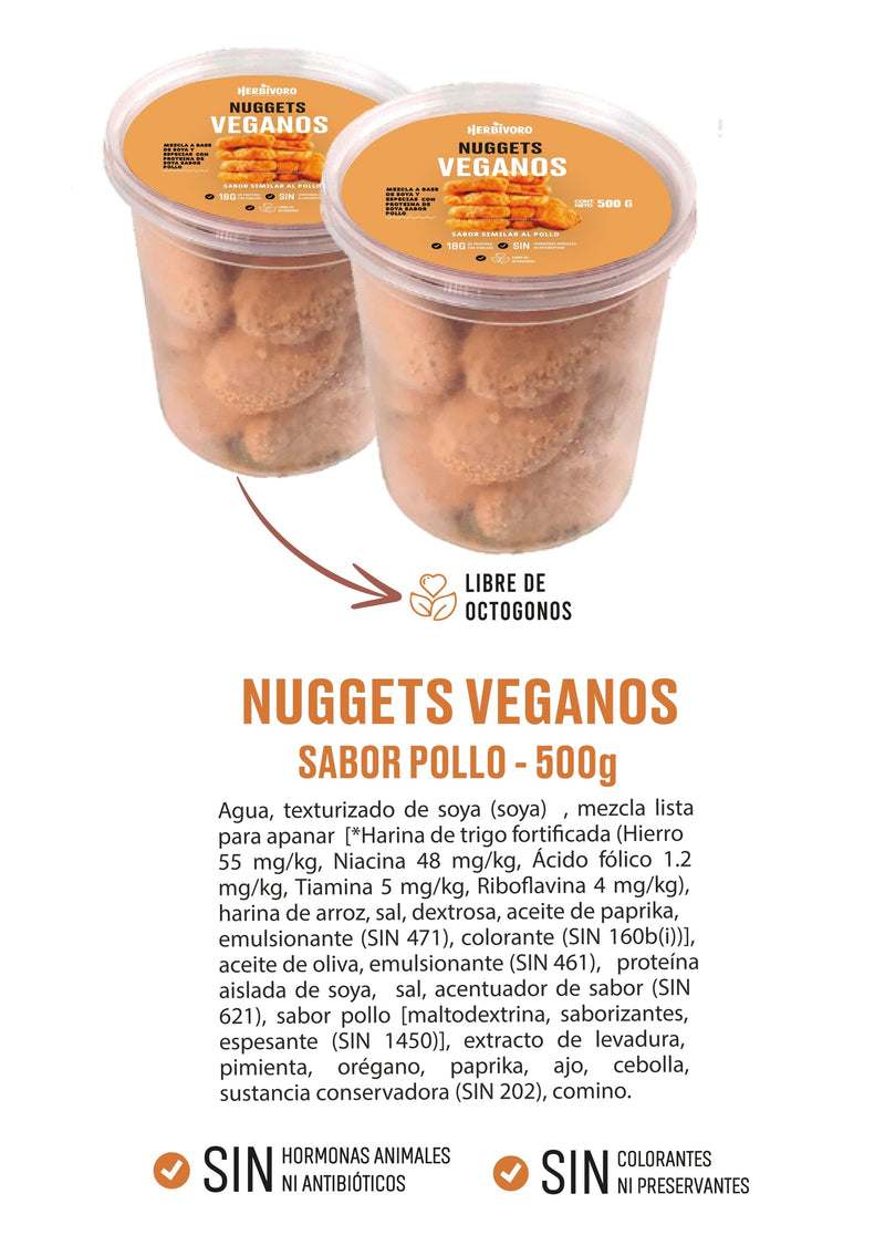 Nuggets vegano sabor pollo congelado Herbivoro taper 500g