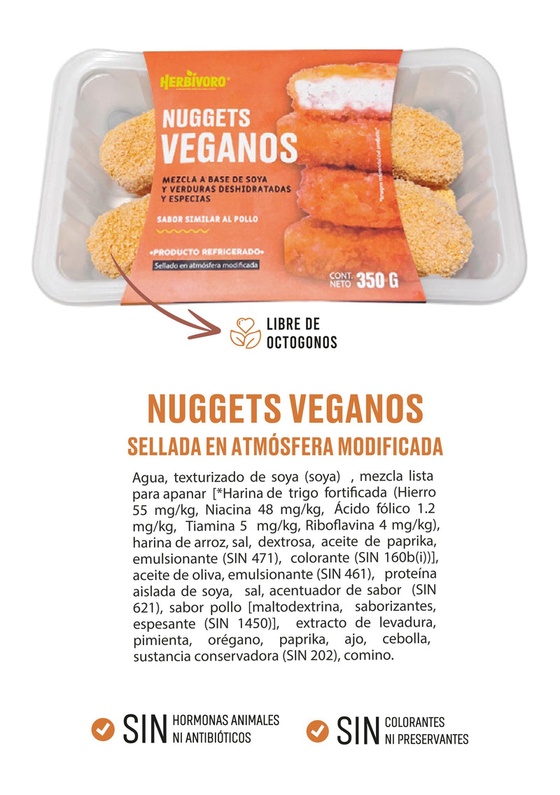 Nuggets vegano sabor pollo atmósfera modificada Herbivoro 350g
