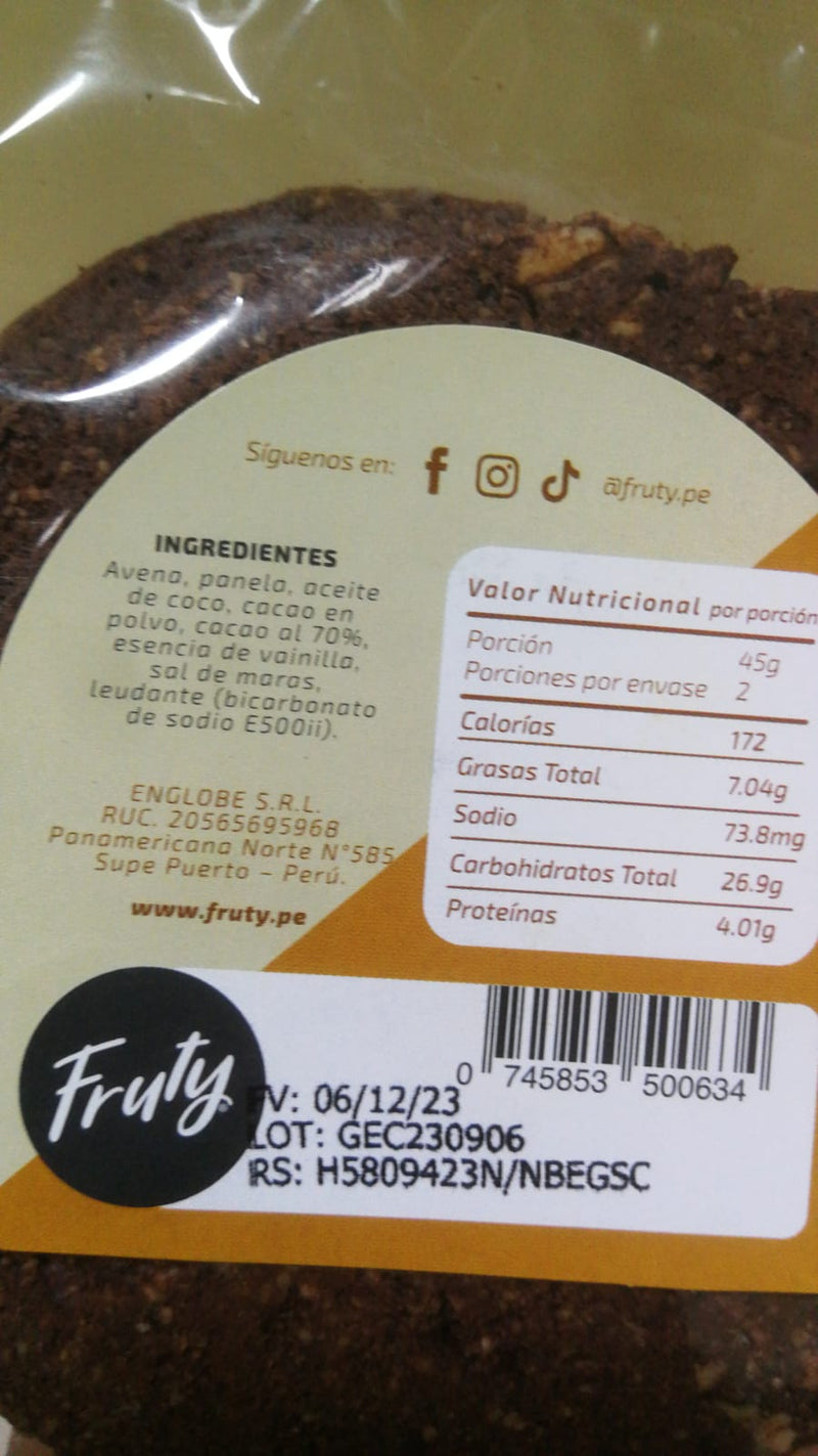 Galletas de Avena y extra Cacao Fruty 100g (5und)