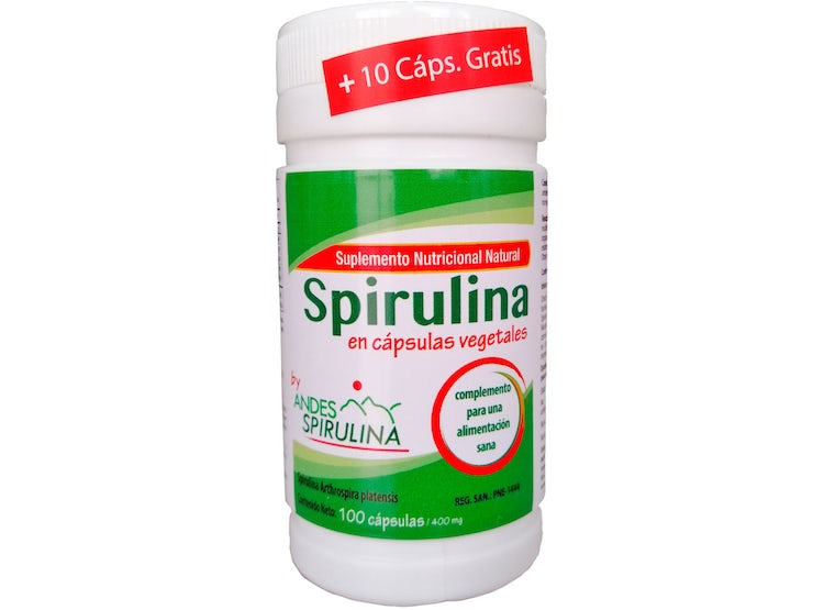 Espirulina en capsulas vegetales Andes Spirulina 100 x 400mg
