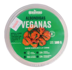 Albóndiga vegana sabor carne congelada Herbivoro taper 500g