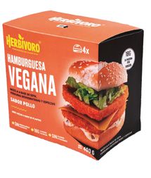 Hamburguesa vegana sabor pollo congelada Herbivoro caja 4und (400g)