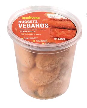 Nuggets vegano sabor pollo congelado Herbivoro taper 500g