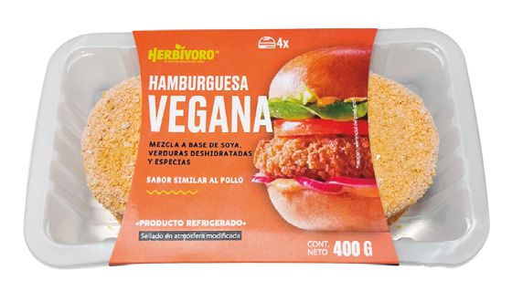 Hamburguesa vegana sabor pollo atmósfera modificada Herbivoro 400g