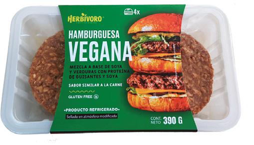 Hamburguesa vegana sabor carne atmosfera modificada Herbivoro 4 und (390g)