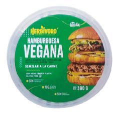 Hamburguesa vegana sabor carne congelada Herbivoro taper 4und (390g)